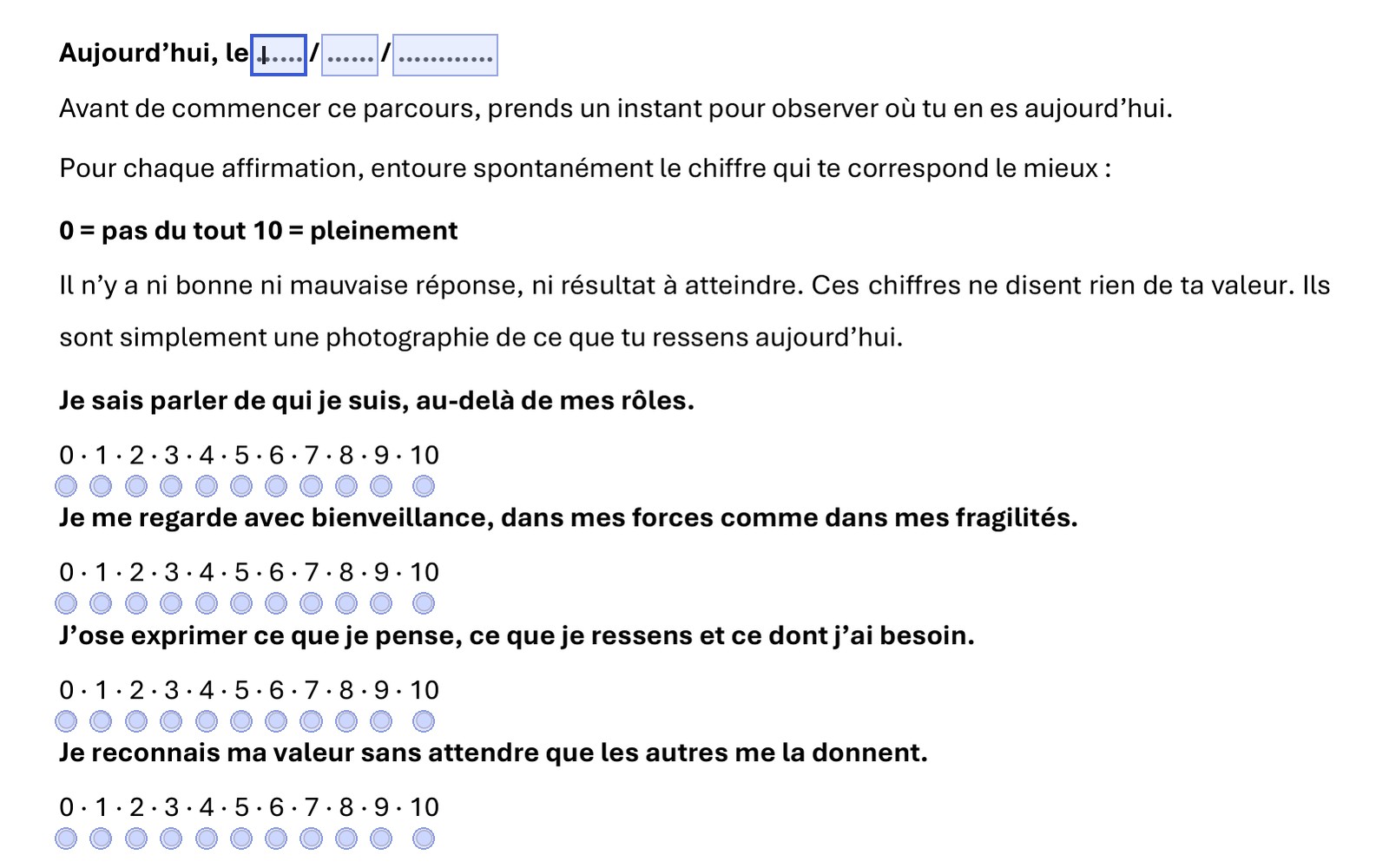 Exemple de page interactive à compléter