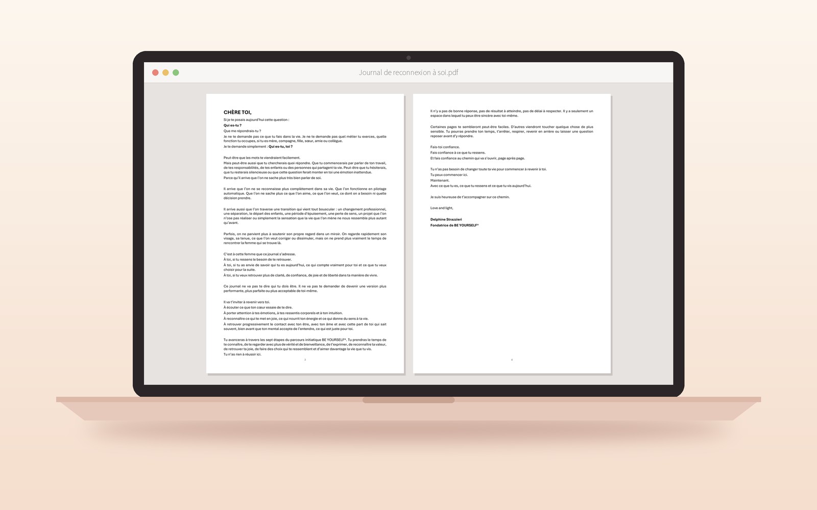 Le Journal de reconnexion à soi ouvert sur un ordinateur portable